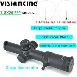 Visionking 1-8x26 FFP Sniper Riflescope Nitrogen Illumination FMC 1/10 Mil 35mm Tube Long Range First Focus Plane Night Tactical Hunting Optics Sight