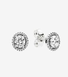 Big CZ Diamond Wedding Earrings Women Summer Jewelry for 925 Sterling Silver Round Sparkle Halo Stud Earrings with Original box3140230