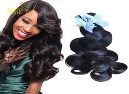 Peruvian Malaysian Indian Cambodian Brazilian Virgin Hair Body Wave Wavy 100 Remy Human Hair Weaves 345 Bundles Natural Colour E6431019