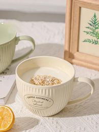 Coffee Pots Korean Style Simple Cream Trend Ceramic Mug Spoon Set Ins Letters Printed Cup Home Cafe Afternoon Teacup Breakfast Mugs