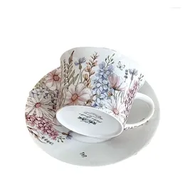 Plates British Style Pink Bone China Coffee Cup And Saucer Set High-end Afternoon Tea Pastoral Flower