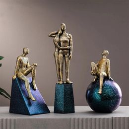 Living Room Decoration Statue Home Decore Sculpture Abstract Resin Meditation Office Decor Modern Art Figurines for Interior 240329