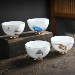 Cups Saucers Ceramic Hand Painted Master Cup White Porcelain Office Teacup Creative Handmade Small Tea Bowl Household Water Mug