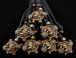 Fashion Jewellery Wholesale 12PCS/LOT Men Women's Imitation Yak Bone Carved Mother & Turtles Necklace For Lucky Gift MN5709109282