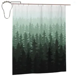 Shower Curtains Watercolour Pine Trees Curtain For Bathroon Personalised Funny Bath Set With Iron Hooks Home Decor Gift 60x72in