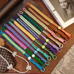 Braided Mobile Phone Lanyard Strap W/Patch Wrist Strap Anti-Lost Lanyard Outdoor Sport Lanyard Key Chain Hanging Chain Ring Cord