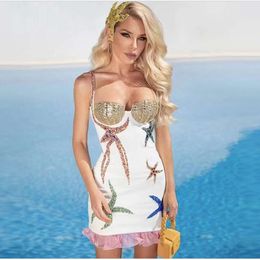 Women's Tanks & Camis Spring/summer Star Wooden Ear Edge Heavy Industry Nail Bead Sexy Sling Dress