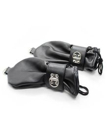 FashionSoft Leather Fist Mitts Gloves with Locks andRings Hand Restraint Mitten Pet Role Play Fetish Costume8048709