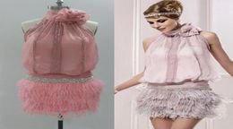 Summer Sleeveless Feather Mini Bodycon Dress Backless Sexy Women Dress Club Wear Elegant Mesh Party Dresses6869336