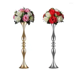 Vases European Gold Silver Flower Rack Metal Vase Table Centrepieces Wedding Party Event Road Lead Decoration Home Crafts