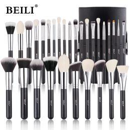 Kits BEILI 25/30/42 Pieces Complete Professional Makeup Brushes Set Eye Shadow Foundation Powder Natural Goat Synthetic Hair Black