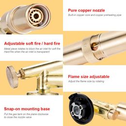 Portable Welding Gas Torch Copper Flame Gun Butane Burner Outdoor BBQ Lighter Flamethrower Welding Equipment Kitchen Supplies