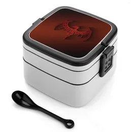 Dinnerware Gothic Dragon Bento Box Leak-Proof Square Lunch With Compartment Draco Mythology Celt Design