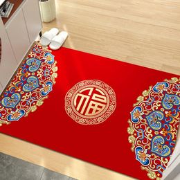 Carpets Chinese Style Entrance Door Mat Red Non-Slip Carpet Household Festive Floor Bedroom Sofa Blanket Rectangular