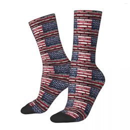 Men's Socks Red White And Blue Flag On Brick Male Mens Women Summer Stockings Harajuku