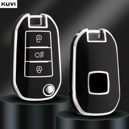 New TPU Car Flip Key Case Cover Shell For Peugeot 208 308 408 508 2008 3008 4008 5008 For Citroen C3 C4 CACTUS C6 C8 Accessories