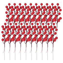 Decorative Flowers 20pcs Christmas Red Berries Artificial Tree Decorations