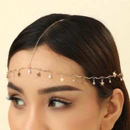 Hair Clips LUTAKU Bohemian Star Shiny Crystal Head Chain Headpiece For Women Forehead Wedding Jewellery Accessories