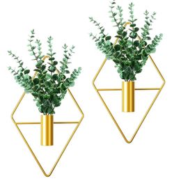 2Pcs Modern Diamond Hanging Planter Plant Stand Wall Decor for Home Office