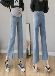 Summer Wide Leg Loose Flared Trousers Denim Maternity Jeans Belly Pants Clothes For Pregnant Women Pregnancy Work Bottoms3538377