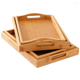 Tea Trays Wooden Serving Tray Rectangular Round Plate Cup Saucer Fruit Dessert Dinner Food Storage Pallet Kitchen Tableware