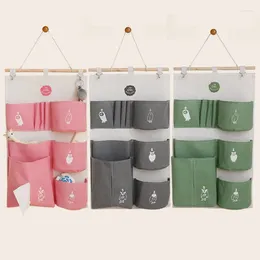 Storage Boxes Wall Hanging Bag Cotton Linen Over The Door Organizer 7 Pockets Bags For Home Bedroom Closet Container