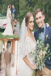 2019 Bohemia Wedding Dresses Sexy Deep VNeck Lace Short Sleeve Summer Spring Beach Long Boho Bridal Gowns Custom Made Plus Size1631101