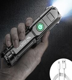 Strong Lights Portable Flashlight Highpower USB Rechargeable Zoom Highlight Tactical Flashlight Outdoor Lighting LED Flash Light 6236675