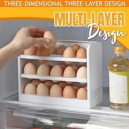 Storage Bottles Egg Shelf 30 Grids Fridge Eggs Organiser Container Refrigerator Case Rotating Holder Box