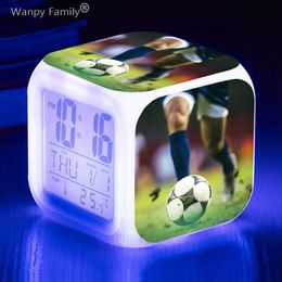 7Color Changing LED Football Alarm Clock Boys Girls Gifts Student Room Wake Up Timer Portable Desk Clock Soccer Ball