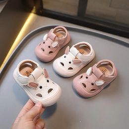 Summer Baby Boys Sandals Cartoon Bunny Rabbit Animal Breathable Non slip Girls shoes PU Leather First Walkers 240329