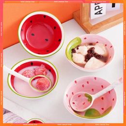 Bowls Cartoon Tableware Watermelon Rice Bowl Versatile Ceramic Children's Set Household Products Spoon