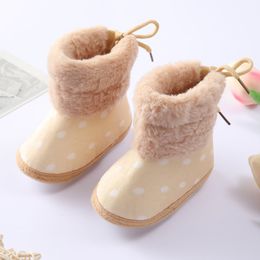 Newborn Toddler Warm Boots Winter First Walkers Polka Dot Baby Girls Boys Shoes Soft Sole Snow Booties for 0-18M Footwear Boots