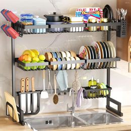 Kitchen Storage The Sink Dish Drying 3 Tier Adjustable (33.8 To 41.5 Inch) Large Capacity Counter With Fruit Basket Utens