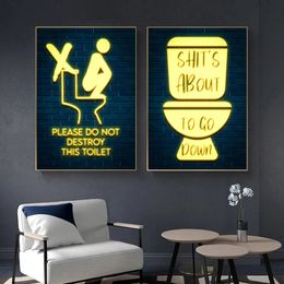 Decorative Mural Toilet Guide Sign Paper Canvas Painting Abstract Wall Art Poster Prints HD Image Picture for Public Decoration