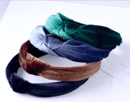 vintage velvet knot design pure Colour headbands female fashion hairbands custom hair accessories GB4808018987