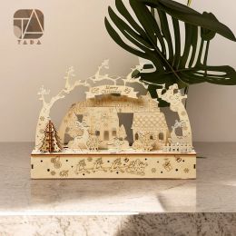 Tada 3D Christmas Lamp Wooden Puzzle with Light Assembly Model Toys Birthday Gift For Children Kids Adult