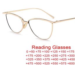Sunglasses Unique Presbyopia Eyeglasses Magnifying 0 60 Diopter Vintage Brand Design Anti Blue Light Reading Glasses Metal Cat E6997397