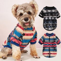 Dog Apparel Cartoon Warm Plush Striped Coats Jacket Pet Winter Clothes Sweater Costume Cute Ethnic Style