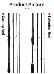 4-section Fishing Rod Travel Rod Carbon Portable Fishing Pole Casting/Spinning Fish Pole Lure Weight 10-25g 240407