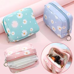 Storage Bags Cute Daisy Waterproof Tampon Bag Sanitary Pad Pouches Portable Makeup Lipstick Key Headphone Case Card Organizer