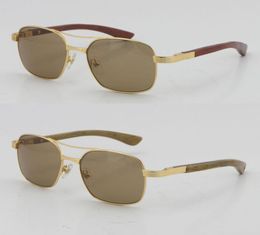 Whole Selling Santos Beige Bubinga 5037821 Wooden Sunglasses mens classical model Wood glasses driving C Decoration gold frame3778795