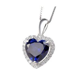 Pendant Necklaces Really 925 Sterling Sier Necklace Big 6Ct Heart Of The Ocean Blue Sapphire For Women Jewelry Gift Drop Delivery Pend Dhn0R