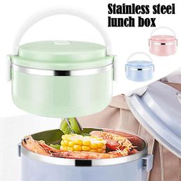 Dinnerware 304 Stainless Steel Round Insulated Sealed Portable Rice Lunch Box-layer Noddles Bucket Box E6K7