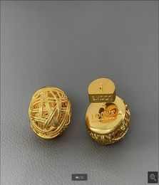 New Fashion Anagram pendant necklace asymmetric women retro earrings brass 18K gold plated ear stud hoop ladies Designer Jewellery L9029215