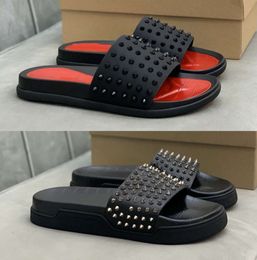 Mens Designer Slide Slipper Flat Spike Mule Platform Sandal Pool Studs Sliders Summer Beach House Flip Flops Rubber Sole tide