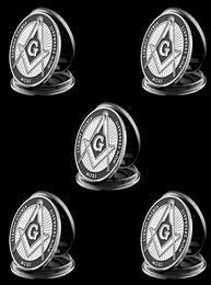 5pcs Collection Coin European Brotherhood masons Masonic Craft Token 1 oz Silver Plated Challenge Badge2763744