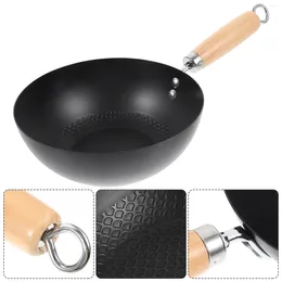 Pans Flat Bottom Wok Small Japanese Round Uncoated For Gas Stove Wrought Iron Fry Cooking Pot