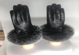 AutumnWinter Gloves Luxury warm fashion ladies039 soft fox fur leather touch screen sheepskin mittens1791490