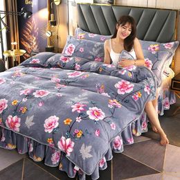 Bedding Sets Thickened Warm Four-piece Flannel Home Textile Winter Coral Fleece Double-sided Gold Mink Quilt Cover